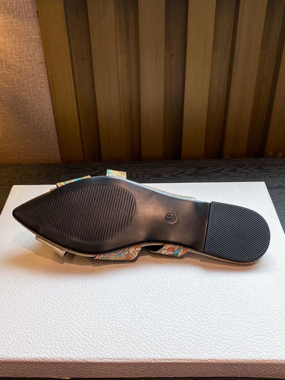 Women's sandals flat pointed Peep Toe slippers totem large size shoe snake pattern stone pattern sandals for women Flat slippers