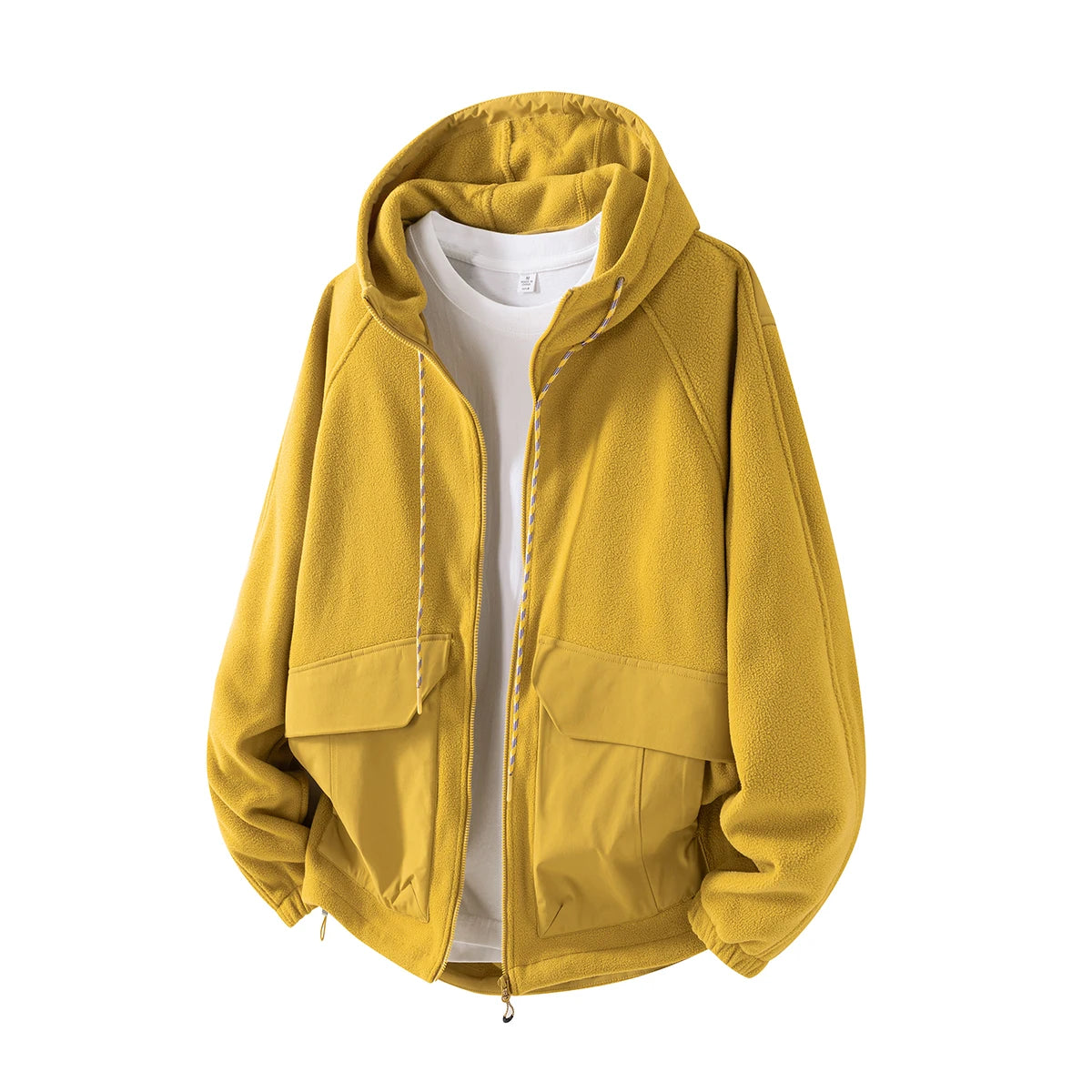 Autumn Velvet Hooded Jacket Men Outdoor Sport Techwear Loose Casual Plus Size Hoodie Cargo Jacket Outerwear Coat