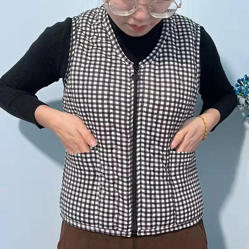 Fashionable Integrated Women's Vest Double Layer Flocking Vest Autumn/Winter Style Jacket Crew Neck Design For All Seasons