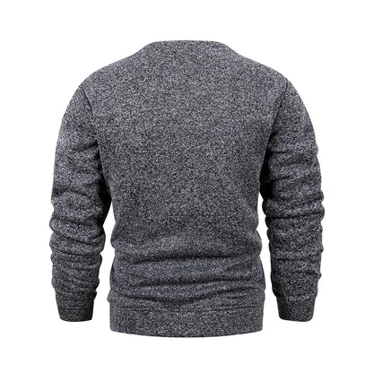 New Mens Round Neck Sweatshirt Solid Color Loose Casual Pullover Men Fashion Warm Long Sleeve Hoodies Men Clothing