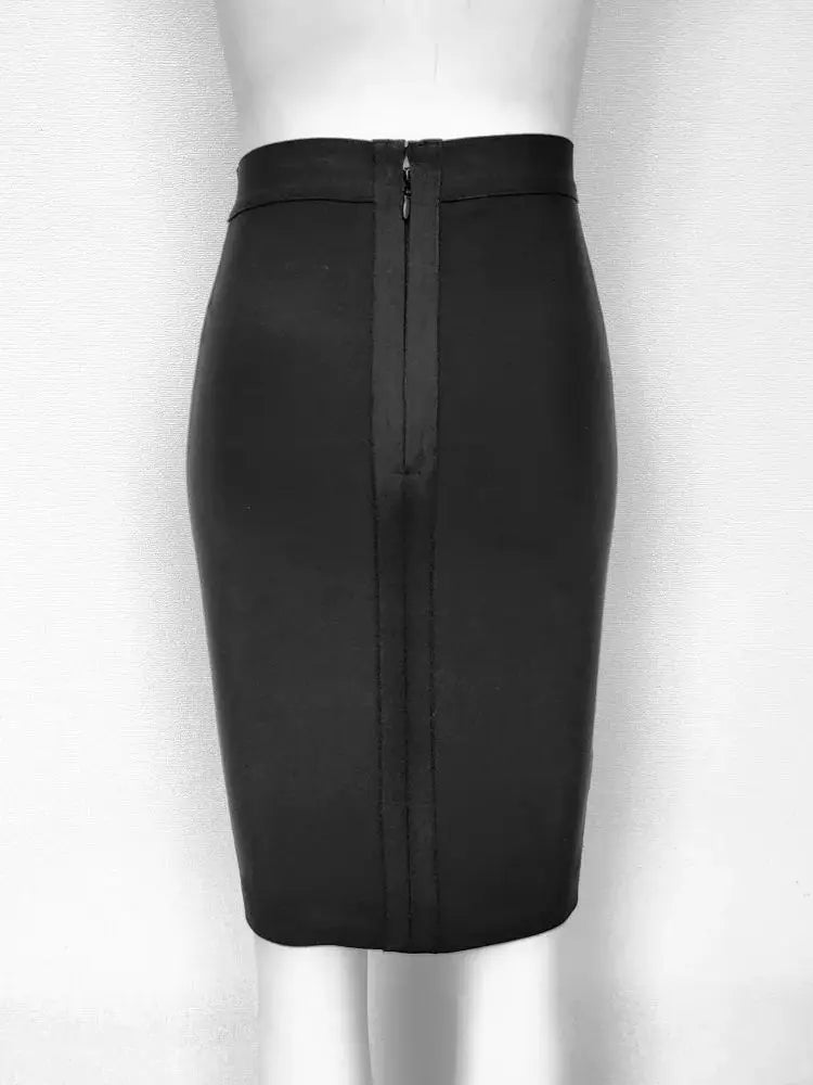 BEAUKEY Classic Black Bandage Skirts For Women High Quality Elastic Pencil Elastic Skirts Vintage Office Lady Skirt Maxi Cheap