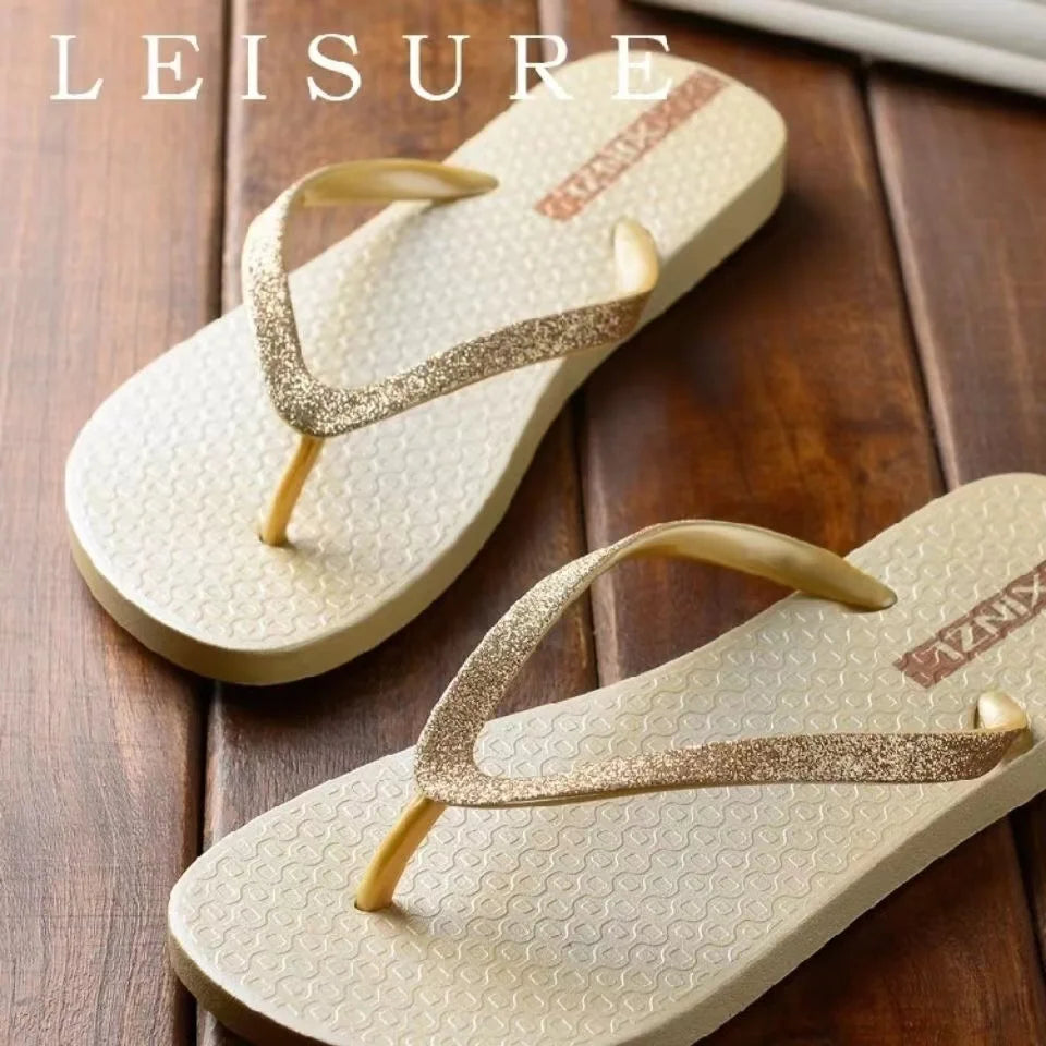 EOFK Women Flip Flops Slippers Summer Outdoor Fashion Bling Women Shoes Slippers Beach Summer Flip Flops Sandalias EVA TPU