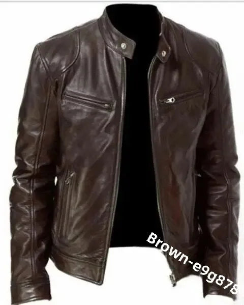 2022 Autumn/Winter New Fashionable PU Leather Men's Casual Jacket Wholesale Amazon European Style Motorcycle Leather Coat