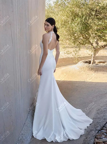 Charming Wedding Dresses Elegant Bridal Gowns Lace Appliques Sleeveless Backless Robes Pretty Customized Vestidos De Novia 2025