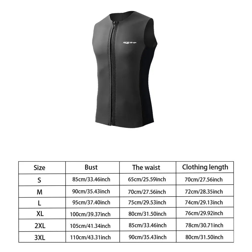 Wetsuit Top,Sleeveless Vest Thermal Diving Vest Zipper Diving Vest Swimsuit for Swimming Water Sports Surfing Kayaking