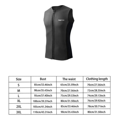 Wetsuit Top,Sleeveless Vest Thermal Diving Vest Zipper Diving Vest Swimsuit for Swimming Water Sports Surfing Kayaking