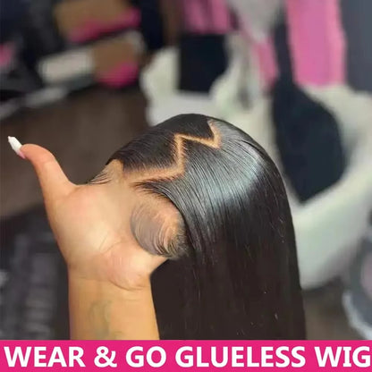 Pre Cut Glueless Wig Human Hair 13x6 HD Lace Frontal Wig Straight 7x5 HD Lace Closure Wigs For Women Preplucked 250% 36 40 Inch