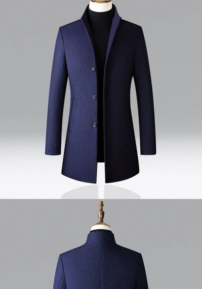 TFETTERS Brand Trench Coat Korean Fashion Business Casual Stand Collar Long Jackets for Men 2025 Autumn Windbreaker Winter Coats