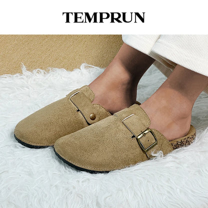 Women's Casual Closed Toe Flip-flops Summer Outdoor Slippers Couple's Flannel Sandals Comfortable Non-slip Wear-resistant Slides