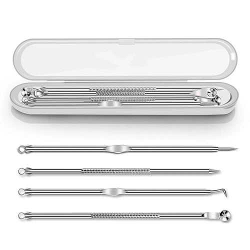 Dighealth 4PCS Stainless Steel Blackhead Remover Extraction Pimple Comedone Acne Extractor Whitehead Blemish Popper Kit