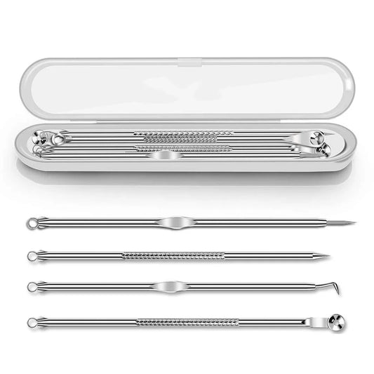 Dighealth 4PCS Stainless Steel Blackhead Remover Extraction Pimple Comedone Acne Extractor Whitehead Blemish Popper Kit