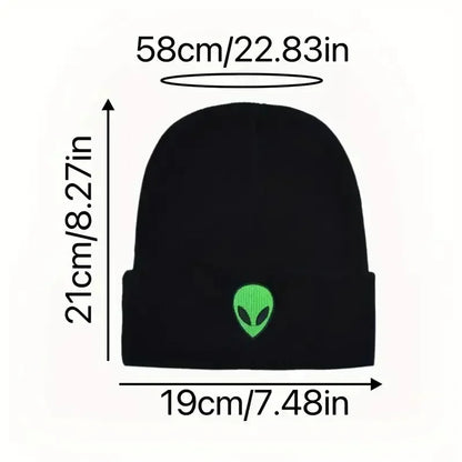 Knitted Beanies Hats Lovely Alien Ghost Skull Embroidery Cap for Autumn Winter Men Cap Warm Melon Cap Street Head Women Gifts