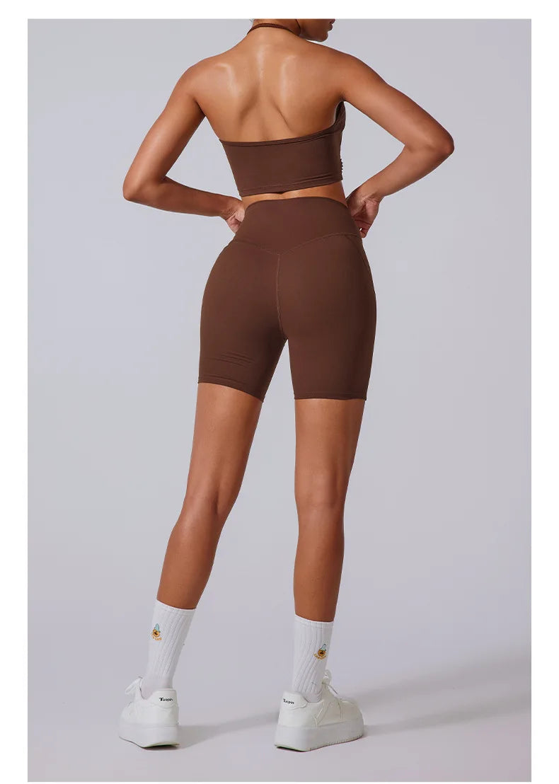 2 Pieces Wrap Front Gym Fitness Suit Women Long Sleeve Legging Workout Yoga Set Sports Bra Short Sports Clothes Tracksuit Female