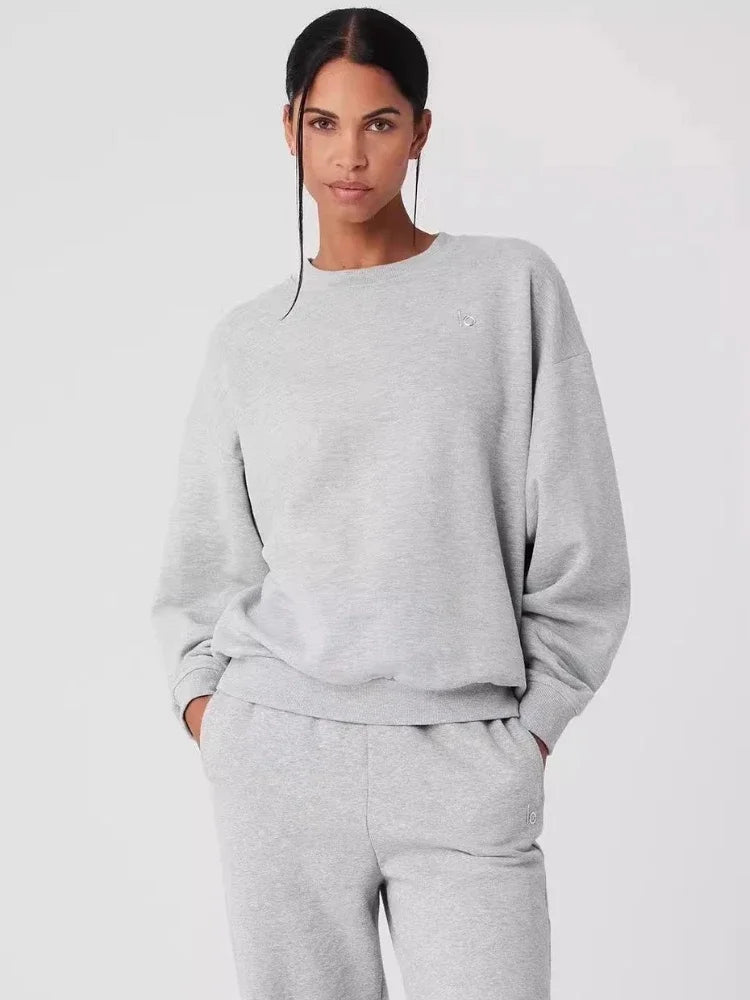 Fashion Loose Casual O-Neck Sports Hoodies Autumn Coffee Women's Sweatshirts Classic Cotton Pullovers Long Sleeves Top Women