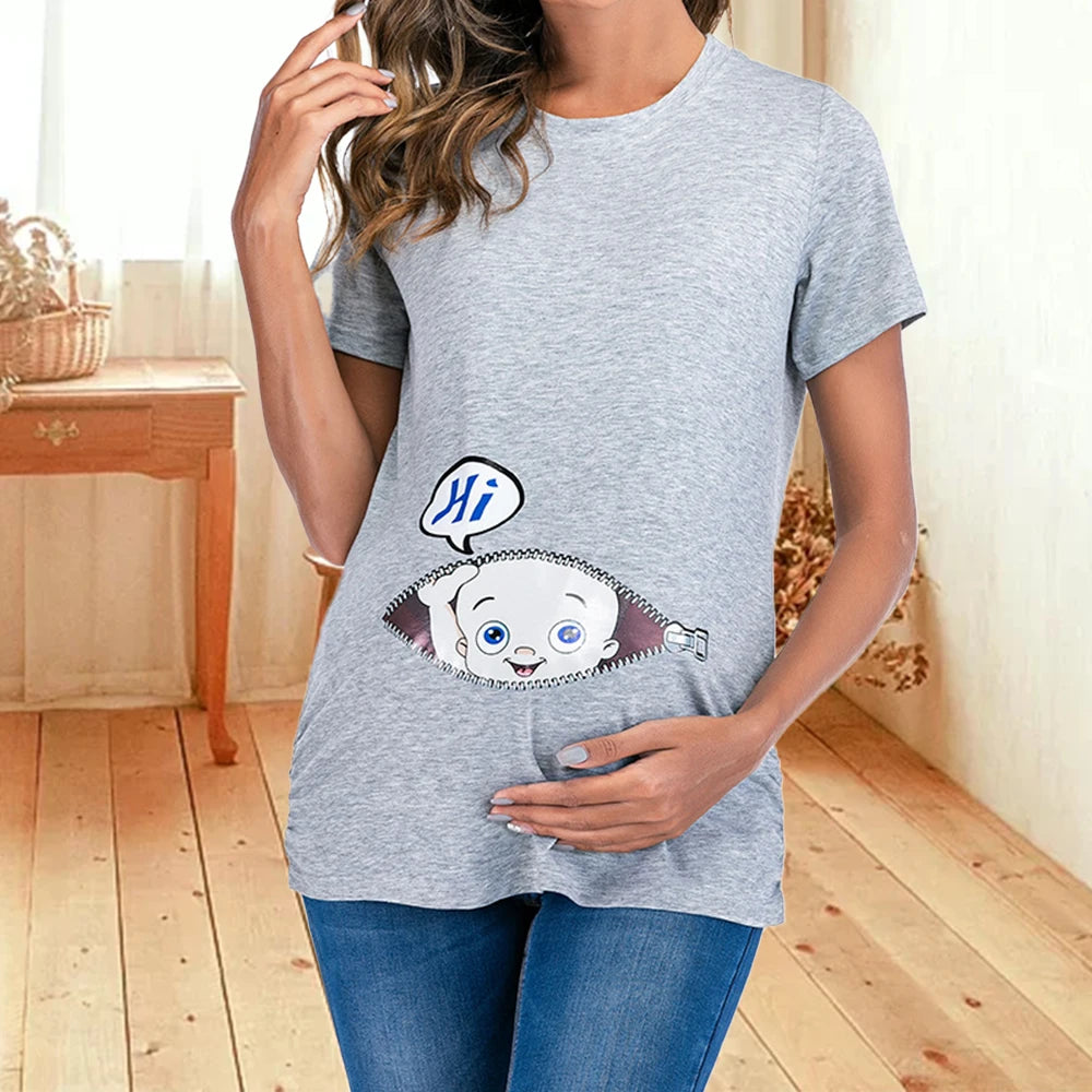 Women Pregnant Maternity Cotton Breastfeeding T-Shirt Summer Nursing Blouse Tops Fashion Clothes