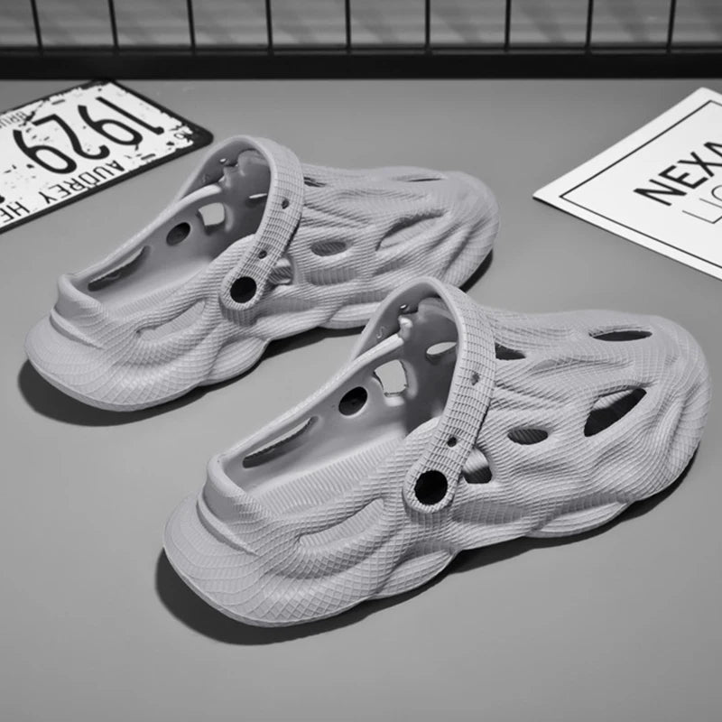 Litfun Summer Clogs Sandals For Men New Outdoor Soft Botton Beach Slippers Anti-slip EVA Garden Shoes Fashion Hollow Hole Shoes