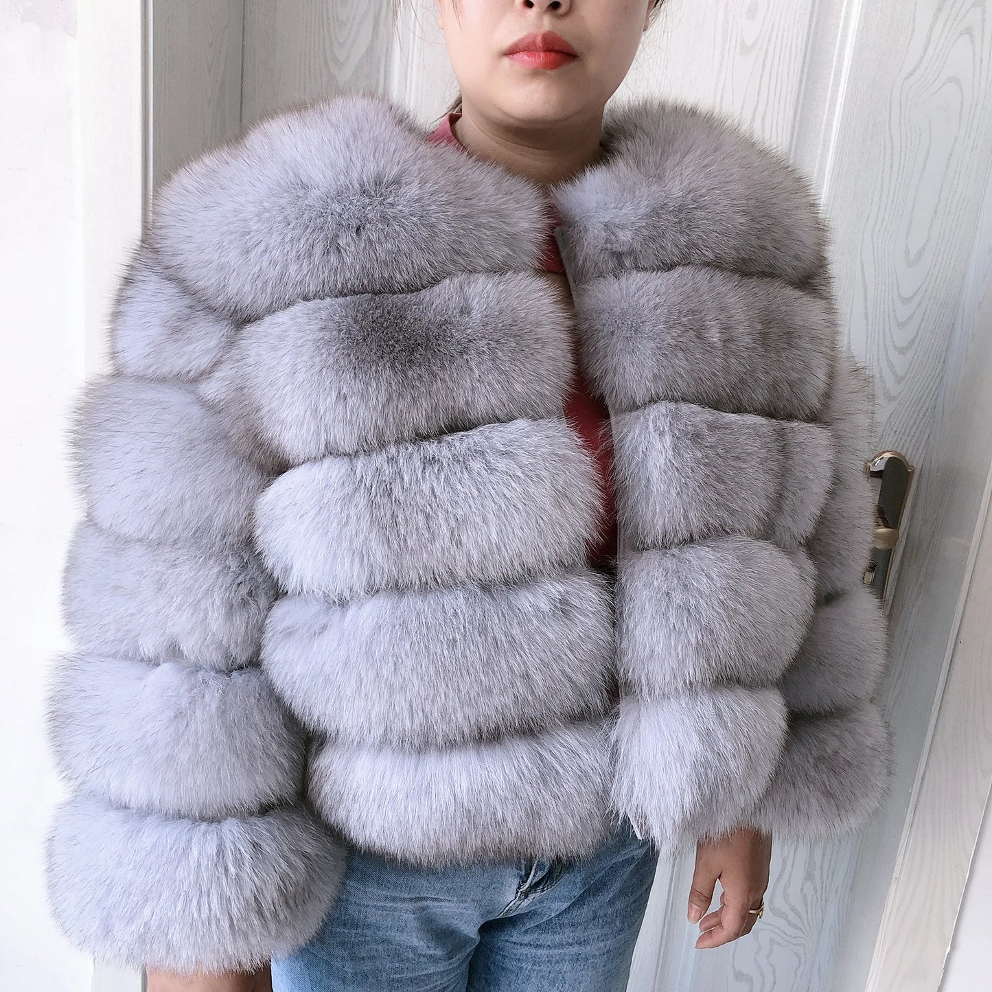 New Real fox fur coat women's winter warm 100% natural fur jacket Short Raccoon fur coat women's  high quality hot sale