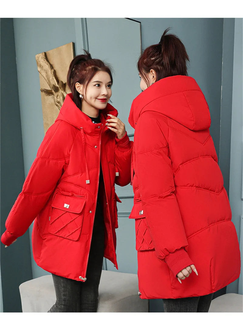 New Winter Women Jacket Coats Long Parkas Female Down Cotton Hooded Overcoat Thick Warm Jackets Windproof Female Outerwear