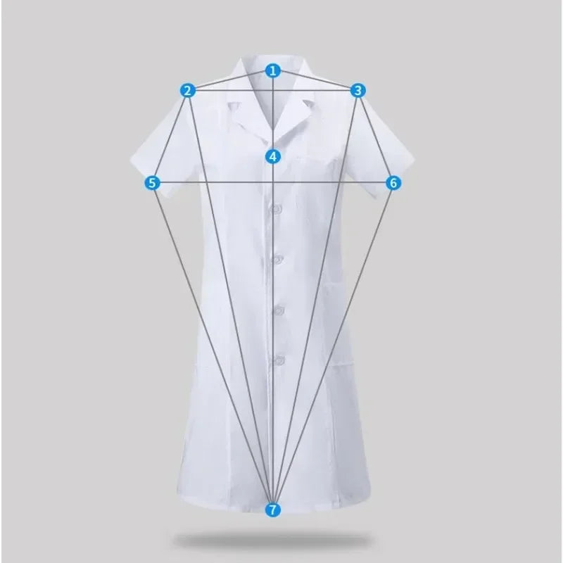 Women's Fashion Lab Coat Short Sleeve Doctor Nurse Dress Long Sleeve Medical Uniforms White Jacket with Adjustable Waist Belt