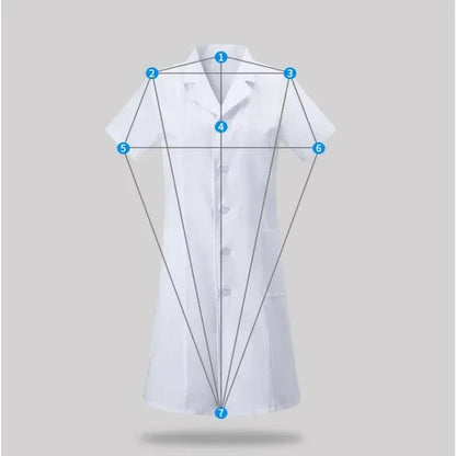 Women's Fashion Lab Coat Short Sleeve Doctor Nurse Dress Long Sleeve Medical Uniforms White Jacket with Adjustable Waist Belt
