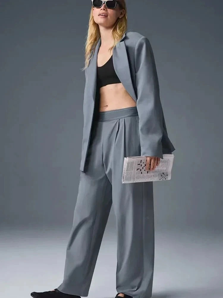 Wide Leg Yoga Pants Women Summer Loose Hanging Casual Pants Women's Versatile Solid Black Suit Western-Style Pants