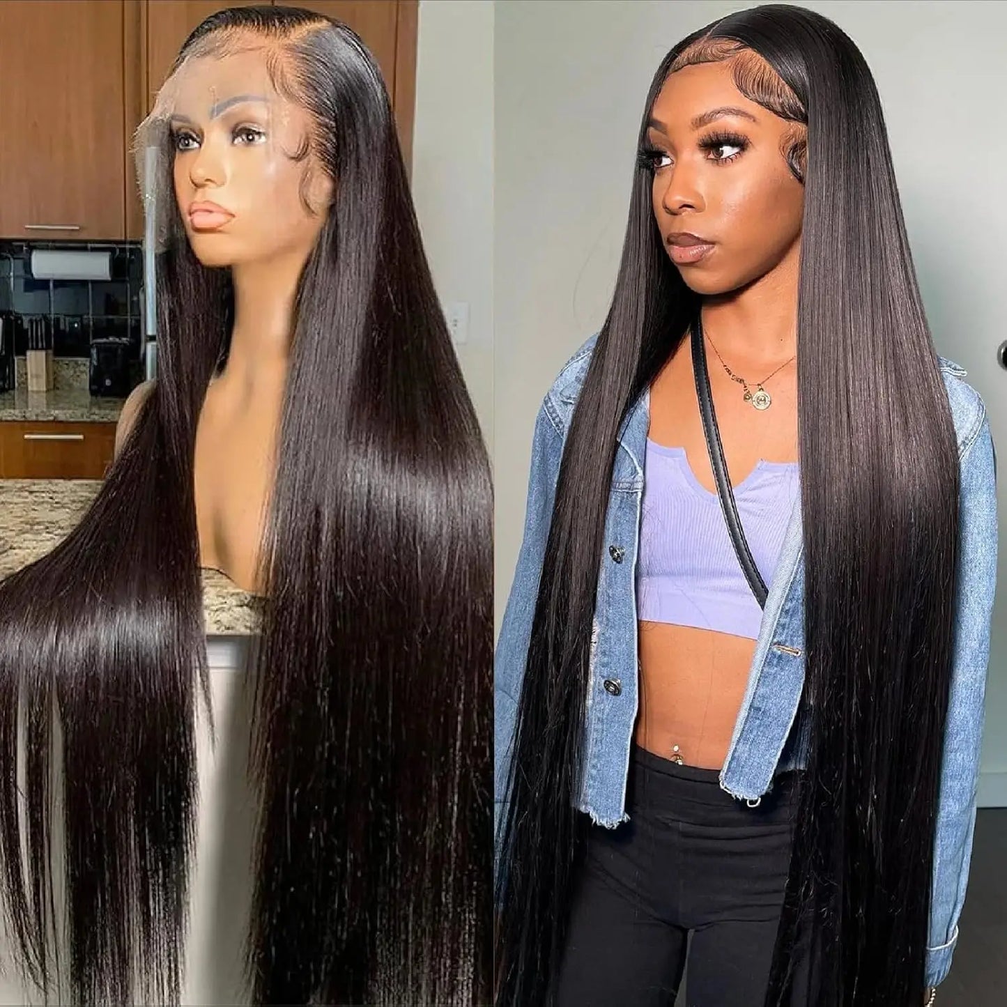 30 Inch 13x6 Straight Lace Front Wigs Human Hair 200% Density HD Lace Front Wigs Human Hair Pre Plucked Glueless Straight Wig