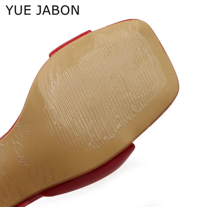 Black Red High Heel Slippers Women Open Toe Slingback Sandals Female Pumps Square Toe Summer Simple Designer Heeled Sandals