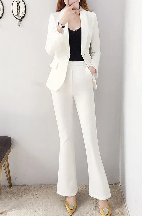 Blazer and White Trouser Suit Professional Womens 2 Pant Sets Two Piece Set Pants for Women Business Wear To Work Outfit Formal
