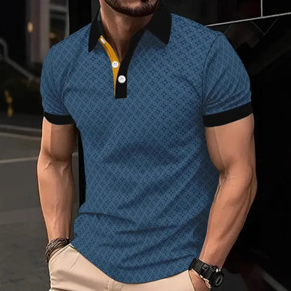 High Quality Men Polo Shirt Stripes Short Sleeve T-shirt Male Breathable Tops Business Turn Down Collar Streetwear Luxury Brand