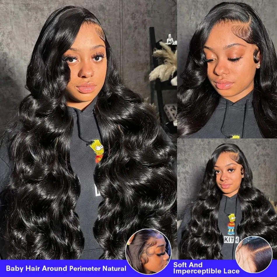 Body Wave Human Hair Wigs 13x6 Hd Lace Frontal Wigs 220 Density 40 Inch For Black Women Pre Plucked Loose Wave Lace Frontal Wig
