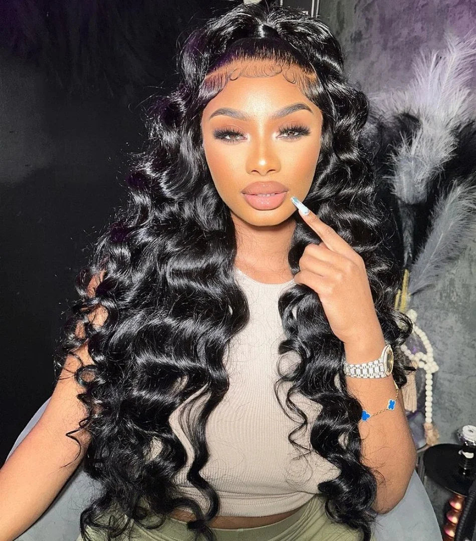 30 40Inch Human Hair 13x6 13x4 HD Lace Frontal Wig Brazilian Loose Deep Wave Curly Human Hair 360 Full Lace Front Wig Preplucked