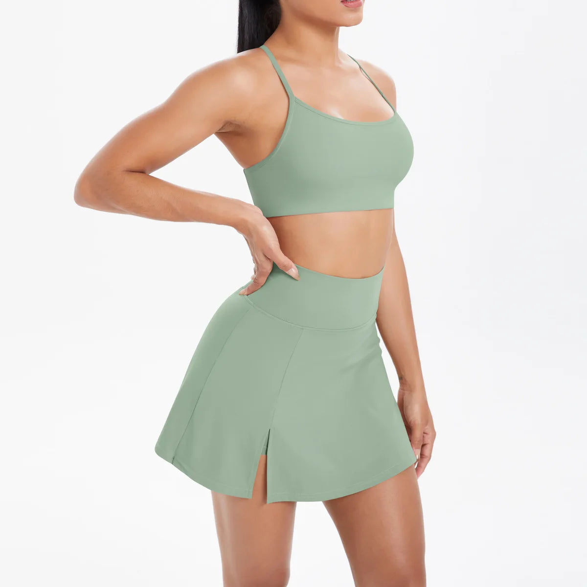 Sports Yoga Set Women Gym Fitness Running Suit Yoga Bras 2 in 1 Tennis Skirt Breathable Shorts Two Pieces Workout Clothes