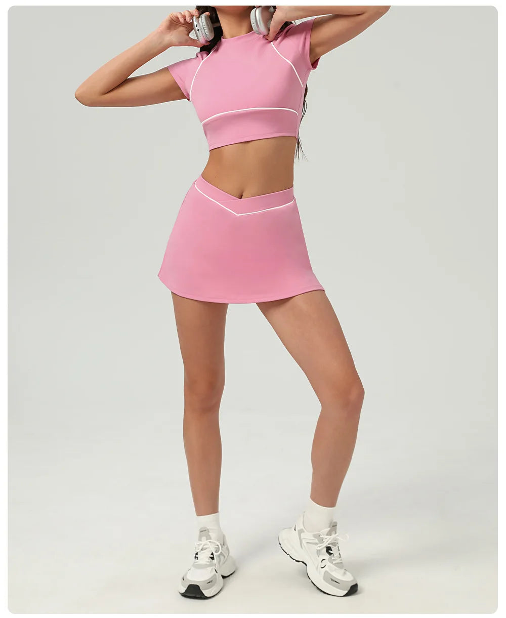 Women's Quick-Dry Tennis Skirt Sportswear Set Urban Style Yoga Training Outfit Outdoor Multi-Scene Golf Wear