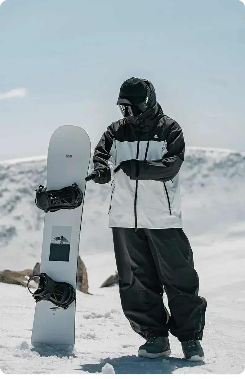 Men's Women's Single Board Ski Pants Waterproof Loose Fit Track Pants Wear Resistant Professional Double Board Snowboard Pants