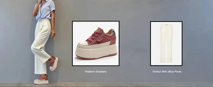 Fujin 9cm Cow Suede Genuine Leather Women Vulcanized Shoes Platform Wedge Skate Boarding High Brand Heels Casual Summer Shoes