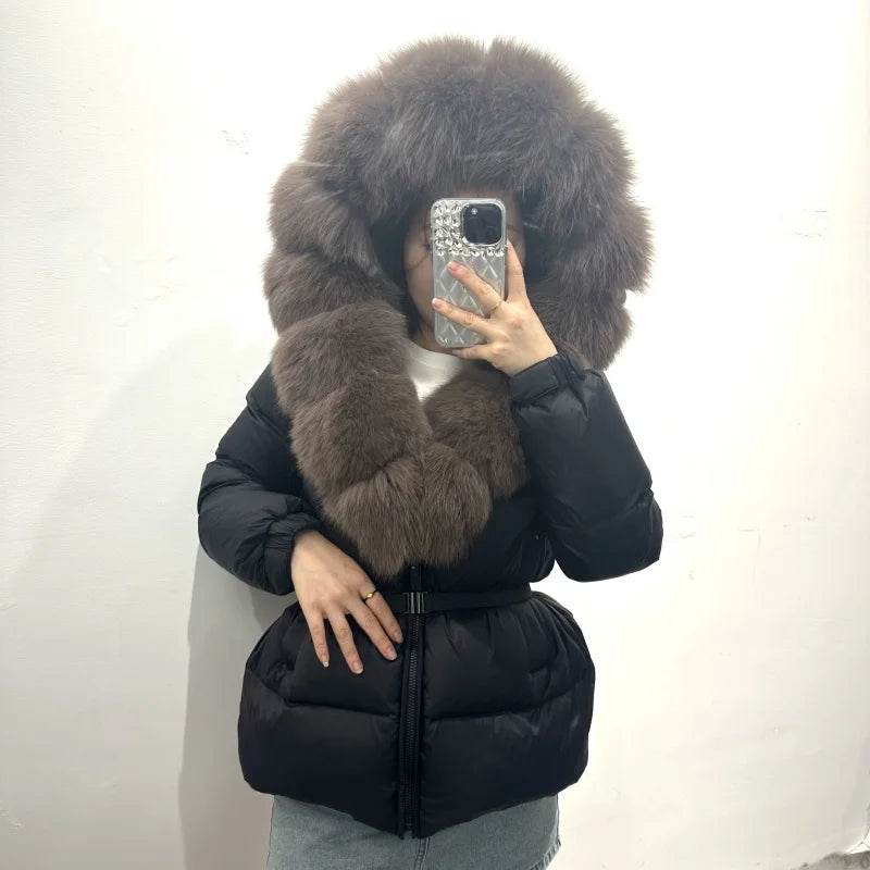 OFTBUY Winter Clothing Puffer Jacket Women Real Fox Fur Hooded Thick Warm 90% White Duck Down Coat Female Parkas Waterproof