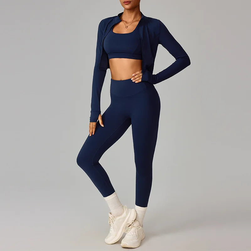 Seamless 3-Piece Activewear - Women's Fitness Set, Sin Costuras, Quick Dry, Yoga & Aire Libre