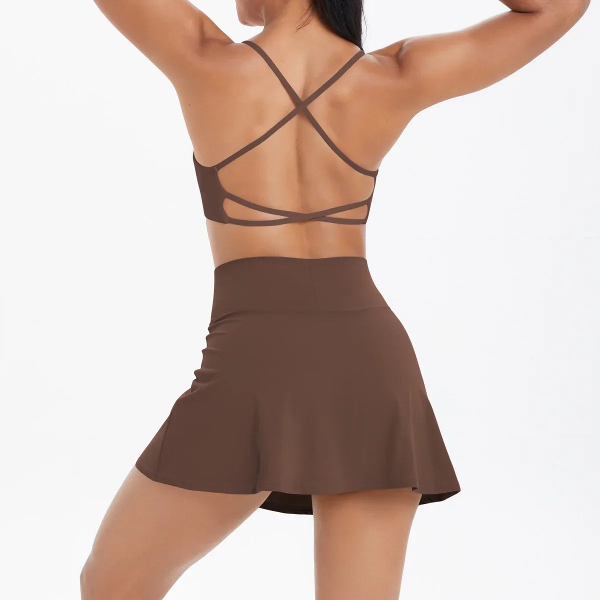 Sports Yoga Set Women Gym Fitness Running Suit Yoga Bras 2 in 1 Tennis Skirt Breathable Shorts Two Pieces Workout Clothes