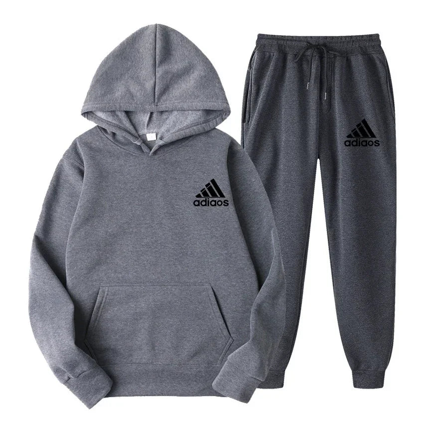 New 2025 autumn_winter men's hooded sweatshirt + jogging pants two-piece outdoor casual men's and women's sportswear set