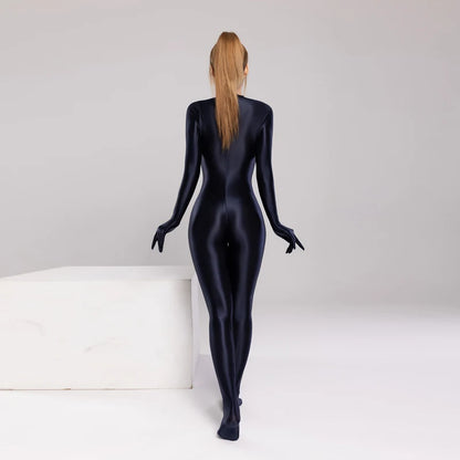 Sexy Women Bodysuit One-piece Swimsuit Silky Tights Shiny Pantyhose Wetsuit Yoga Zentai Plus Size cycling Overalls Jumpsuits
