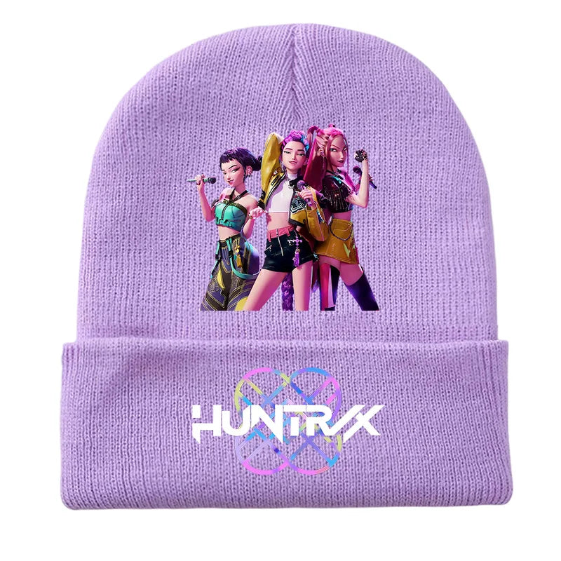 K Pop Demon Girls Knitted Hats Kpop Hunter Cartoon Children Headgear Cotton Winter Cute Cap Anime Kids Navidad Birthday Gifts
