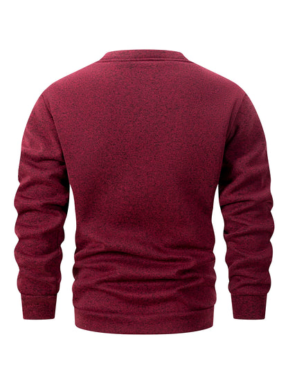 Winter Men's Crew Neck Sweatshirts Solid Color Fleece Thicken Sweatwear Outdoor Casual Daily Long Sleeve Pullover Man Sportswear
