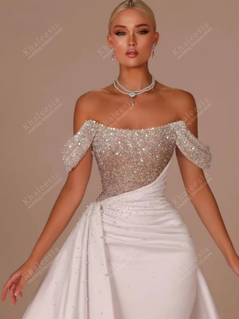 Gorgeous Wedding Dresses Satin Bridal Gowns Off The Shoulder Robes A Line Floor Length Robes Vestidos De Novia Customized 2025 & 2026
