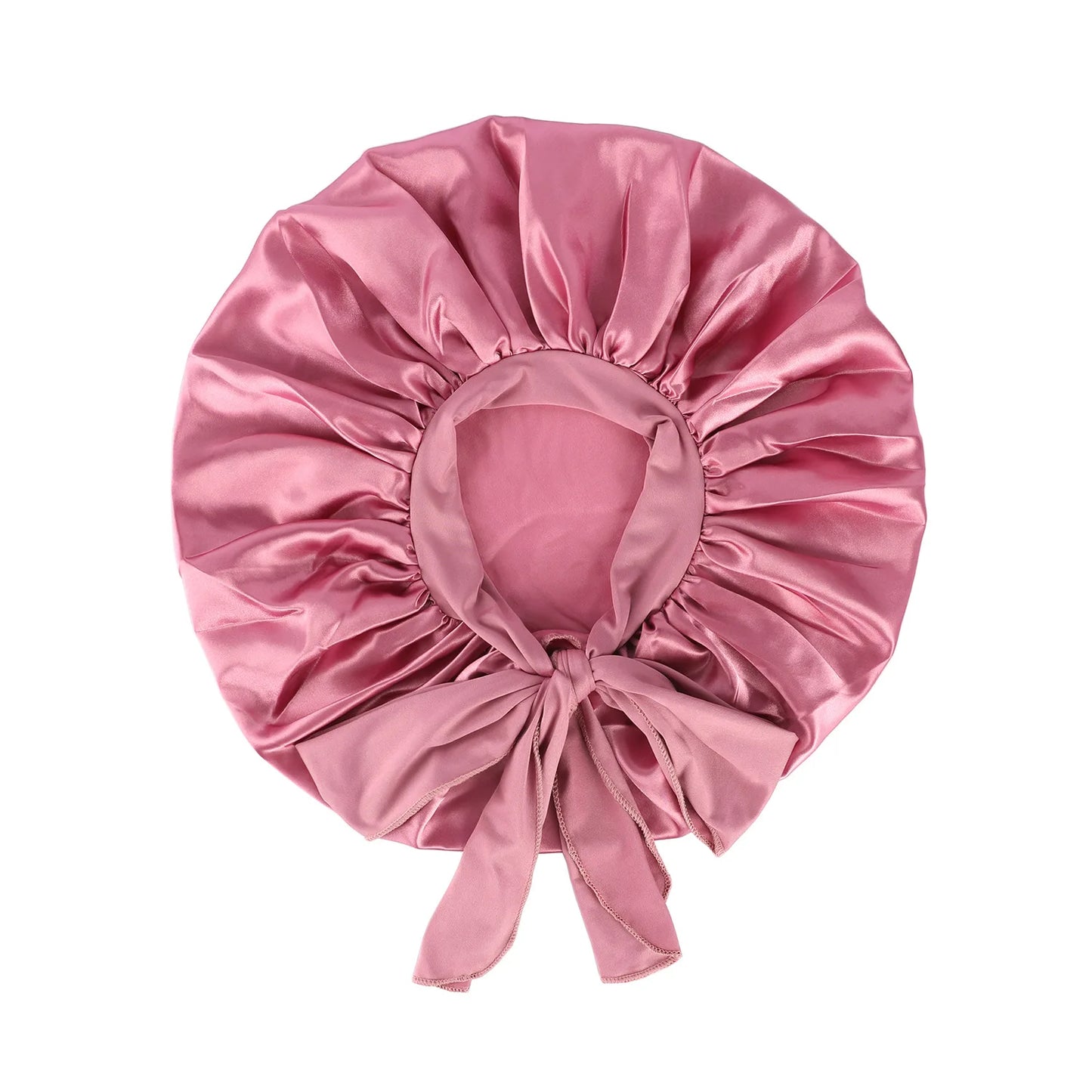 New Women Large Satin Bonnet Silky Night Sleeping Cap with Stretchy Tie Band Shower Cap Curly Braid Hair Head Cover Turban