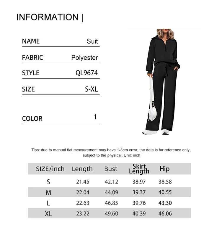 Womens 2 Piece Outfits Sweatsuit Set Oversized Half Zip Sweatshirt Wide Leg Sweatpants Lounge Set Tracksuit