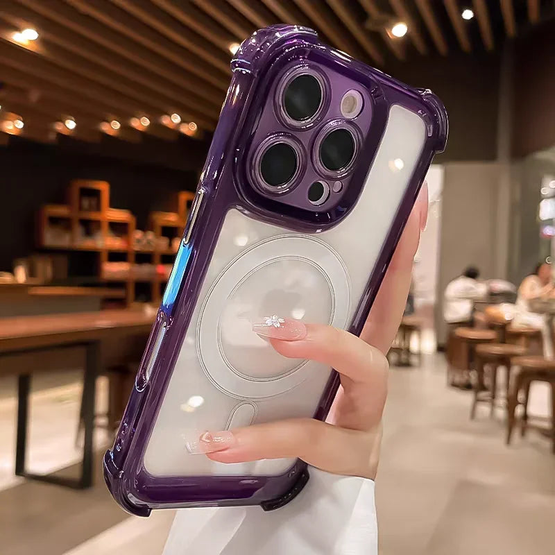 Transparent Magnetic Soft Phone Case For iPhone 17 Air 16 15 14 Plus 13 12 11 Pro Max Wireless Charge Magsafe Shockproof Cover