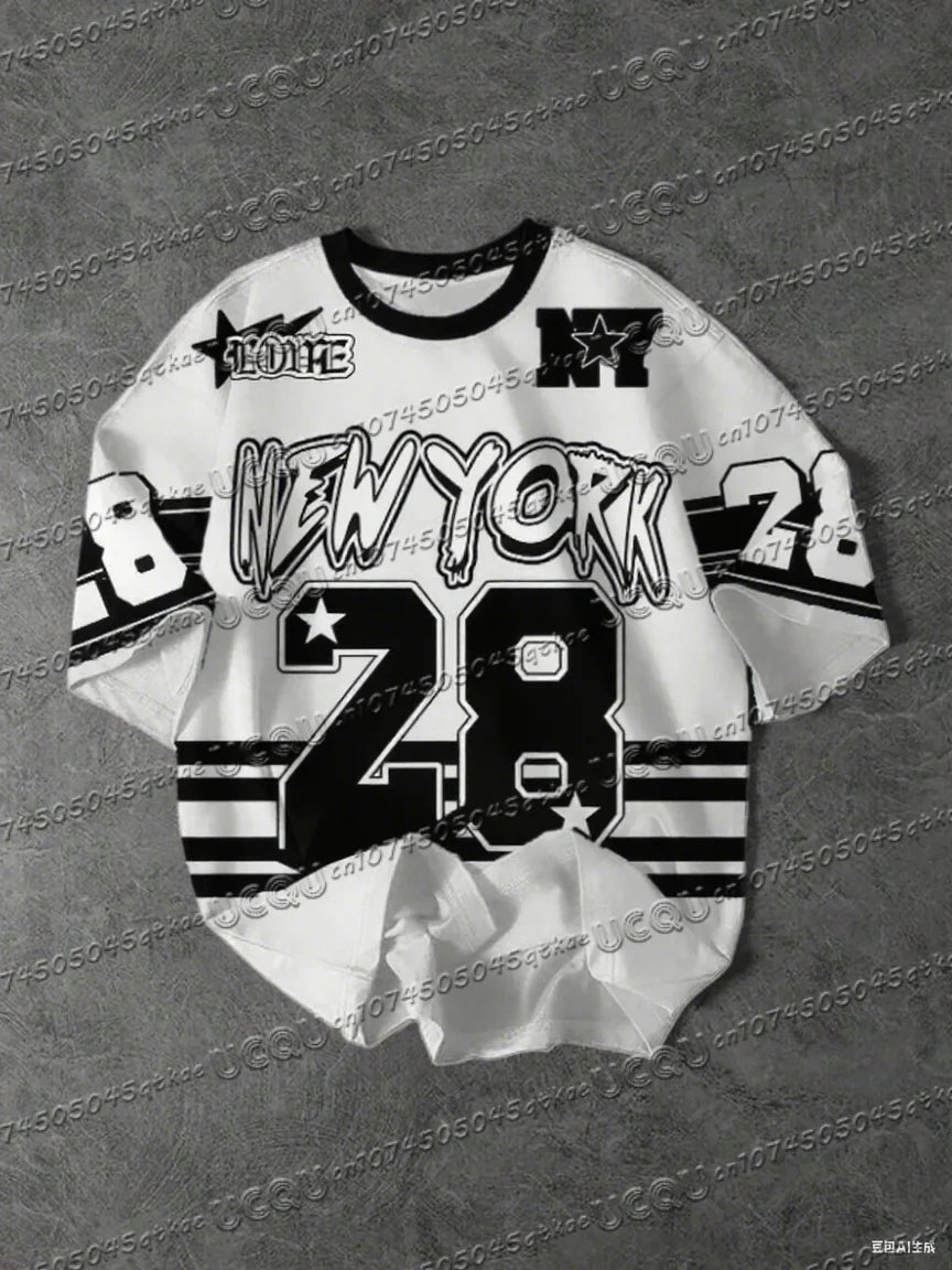 Men's Sports Jersey New York 28 Print Short Sleeve T-Shirt Summer Graphic Tee Baseball Jerseys Plus Size Women's Sport T-Shirt