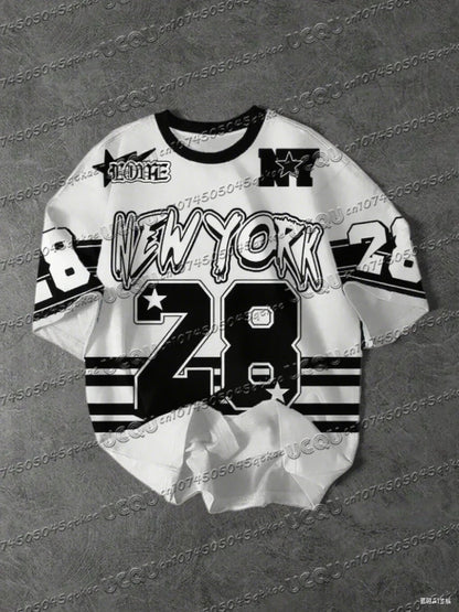 Men's Sports Jersey New York 28 Print Short Sleeve T-Shirt Summer Graphic Tee Baseball Jerseys Plus Size Women's Sport T-Shirt
