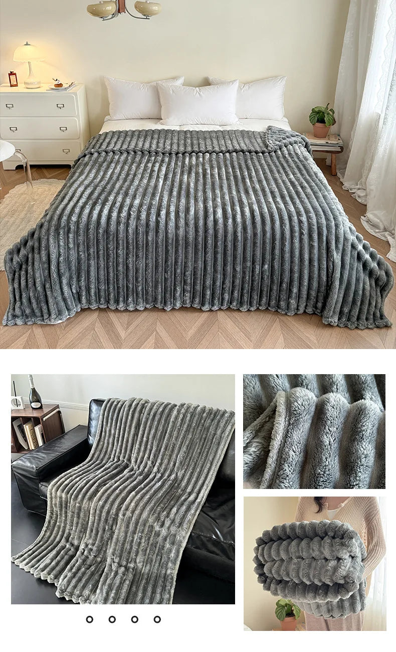 Thickened Material Suitable for Bedroom 1 Piece of Plush Blanket with Wide Terms, Solid Color Multifunctional Flannel Blanket