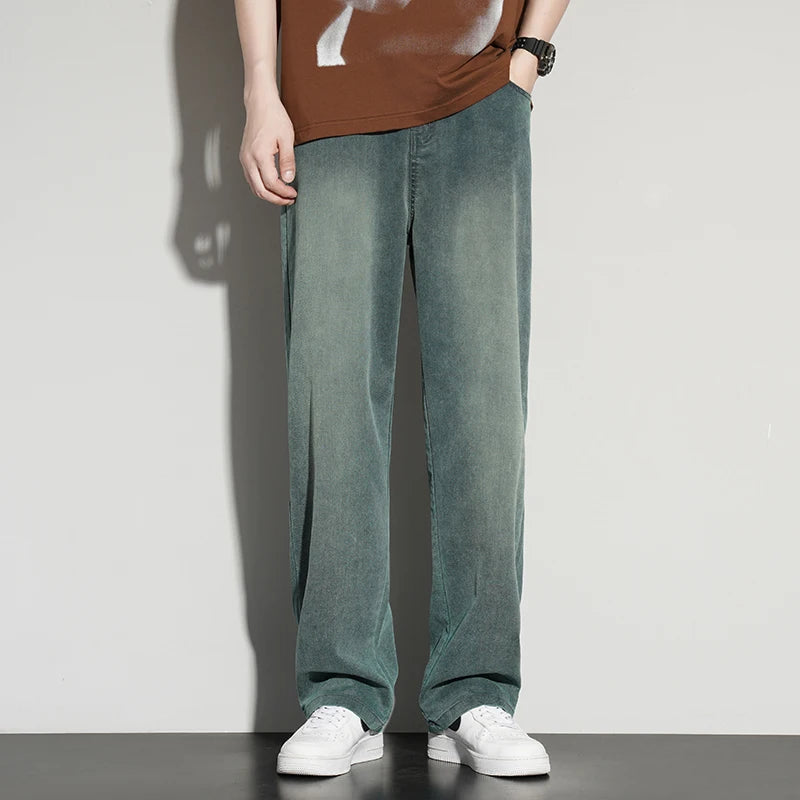 2025ss Autumn 190cm Big Tall Men Stretch Pants Extra Long Length 115cm Pants Large Size Straight-leg Jeans Sports Leisure Clothi